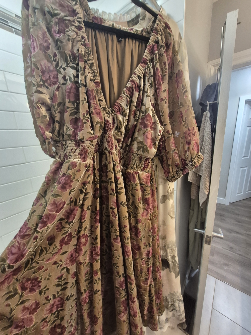 Floral V-Neck Maxi Dress with Smocked Waist in Pink